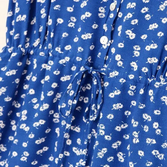 Rails Chloe Cobalt Floating Daisies Romper S Flutter Sleeves Blue Revolve $178 - Picture 14 of 16
